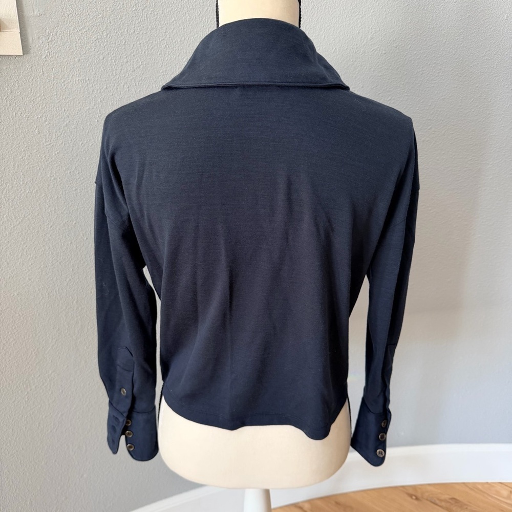 THE SURREY Navy Vespa Boxy Long Sleeve Polo Cropped XS Excellent Condition - Picture 6 of 13